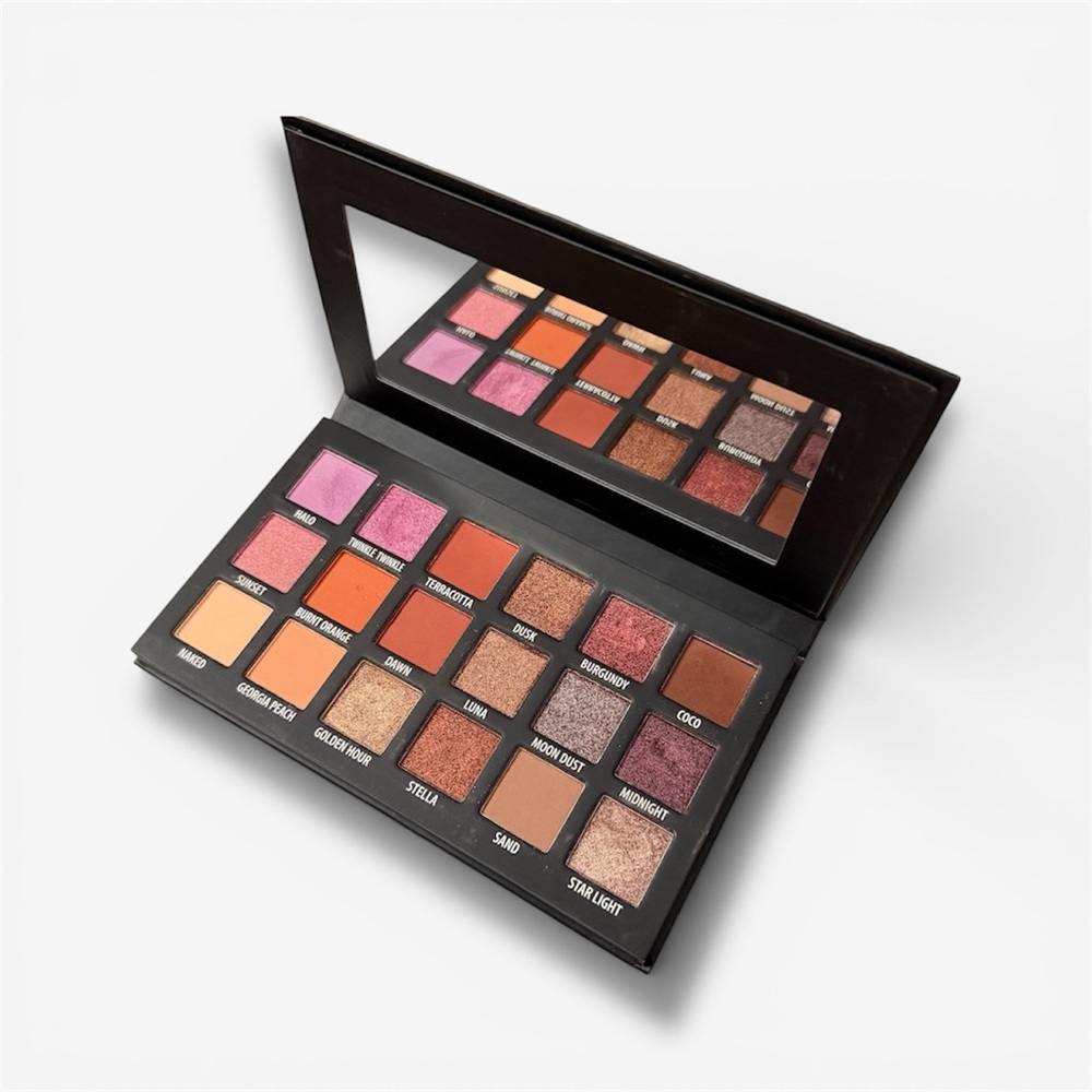 KAB Cosmetics Day + Night Eyeshadow Palette with Mirror Warm and Neutral Shades